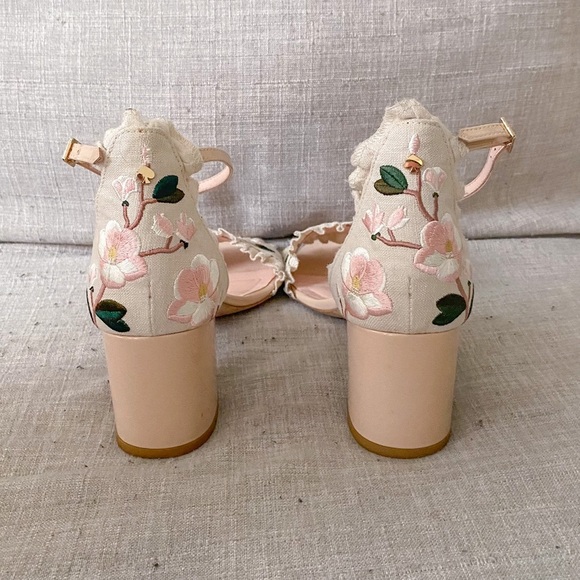 Kate Spade Floral Embroidered Heeled Sandals - Picture 4 of 10